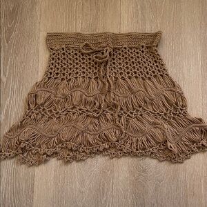 Elegant Brown Crochet Skirt